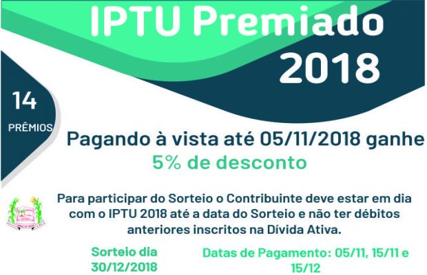 Prorrogada a data para pagamento à vista e da 1ª parcela do IPTU 2018