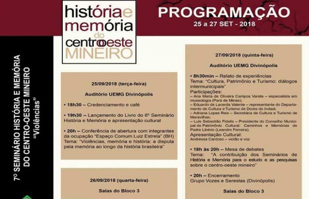Cidade é convidada a participar do 7º Seminário de História e Memória do Centro Oeste Mineiro