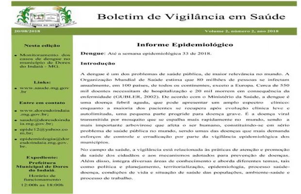 BOLETIM INFORMATIVO- SMS 02/2018 -Dengue