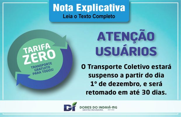 TRANSPORTE COLETIVO SERÁ SUSPENSO TEMPORARIAMENTE